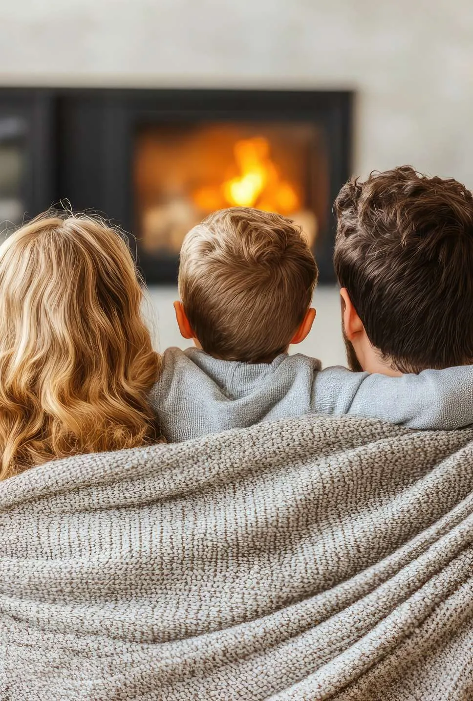 Famille réunie devant la cheminée