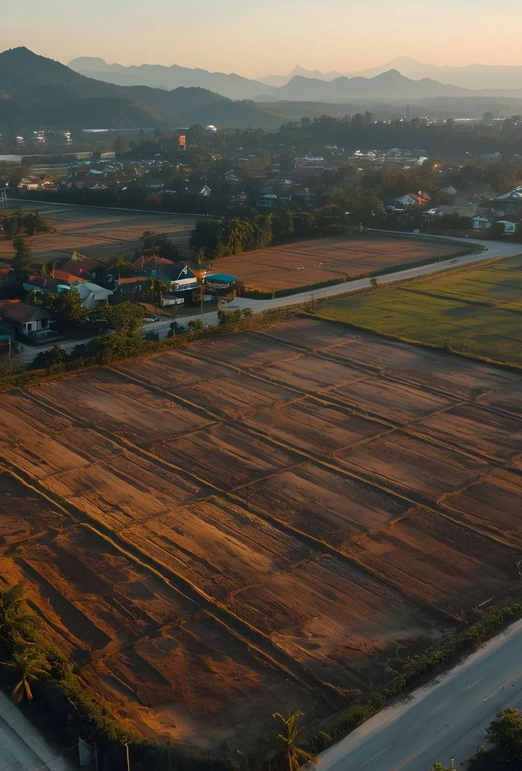 Vue aérienne de terrains à bâtir